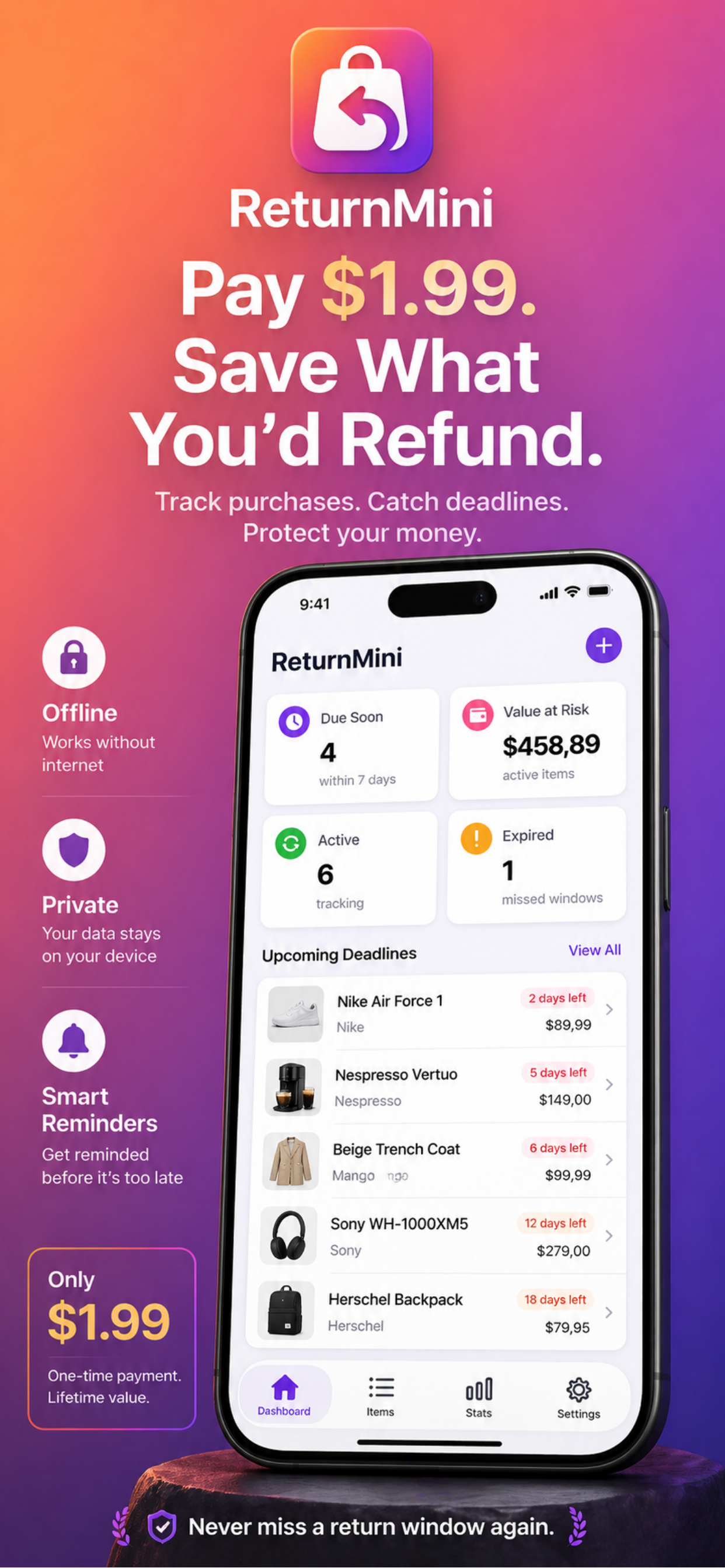 ReturnMini app screenshot